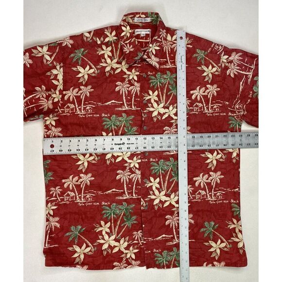 VINTAGE Pierre Cardin Hawaiian Shirt Men Large Red Floral Print Short Sleeve - Picture 5 of 5